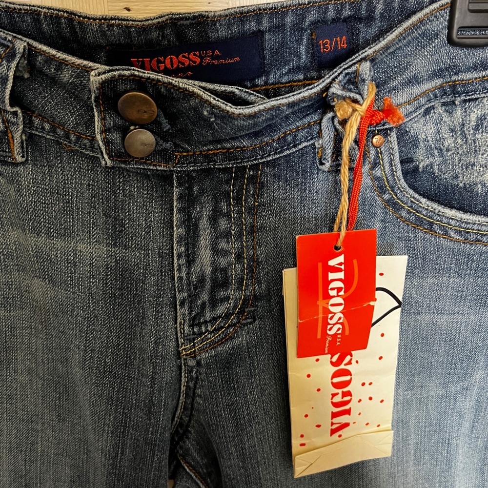 Vigoss USA Premium Denim Mid Rise Dark Wash Bootcut Jeans Juniors Size 13/14 Y2K - Picture 4 of 9